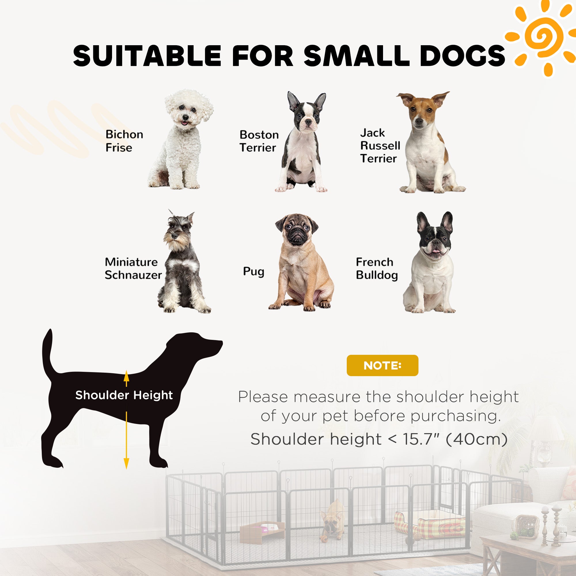PawHut 16 Panels Dog Playpen, 24" Heavy Duty Dog Pen, Portable & Foldable Dog Fence with Door & Strap for Indoor Outdoor Backyard Garden, Puppy Pet Playpen for Small Dogs