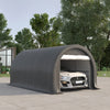 Outsunny 10' x 16' Carport, Heavy Duty Portable Garage / Storage Tent with Large Zippered Door, Anti-UV PE Canopy Cover for Car, Boat, Motorcycle, Bike, Garden Tools, Grey