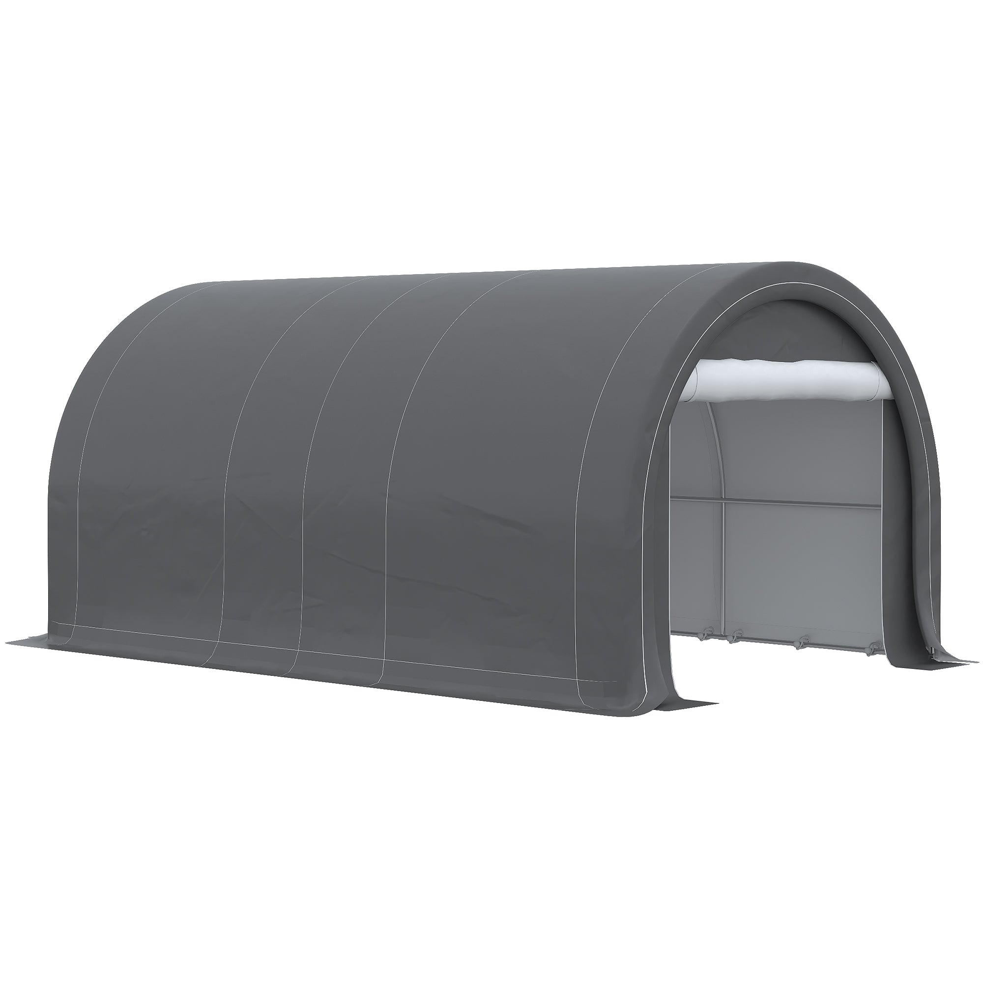 Outsunny 10' x 16' Carport, Heavy Duty Portable Garage / Storage Tent with Large Zippered Door, Anti-UV PE Canopy Cover for Car, Boat, Motorcycle, Bike, Garden Tools, Grey