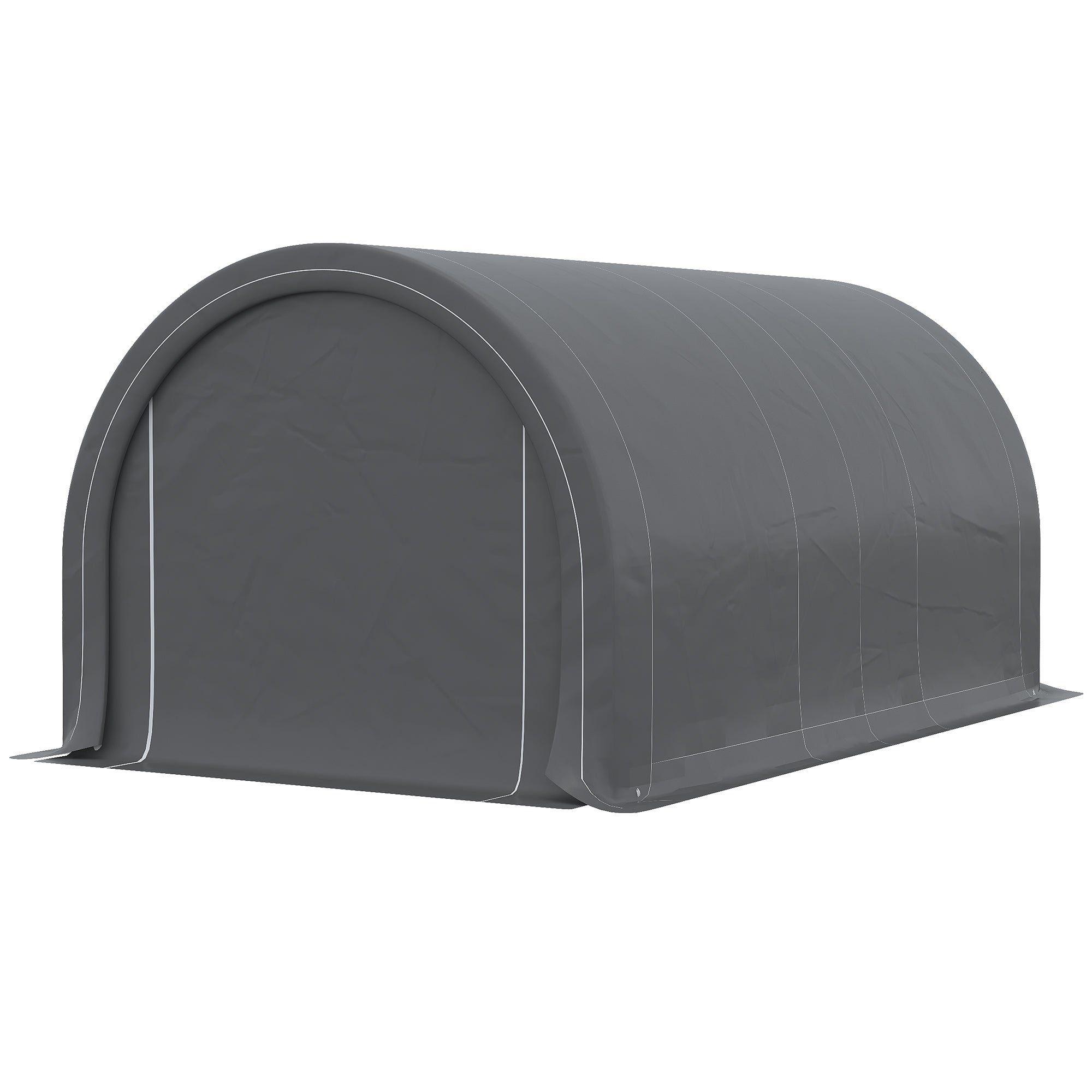 Outsunny 10' x 16' Carport, Heavy Duty Portable Garage / Storage Tent with Large Zippered Door, Anti-UV PE Canopy Cover for Car, Boat, Motorcycle, Bike, Garden Tools, Grey