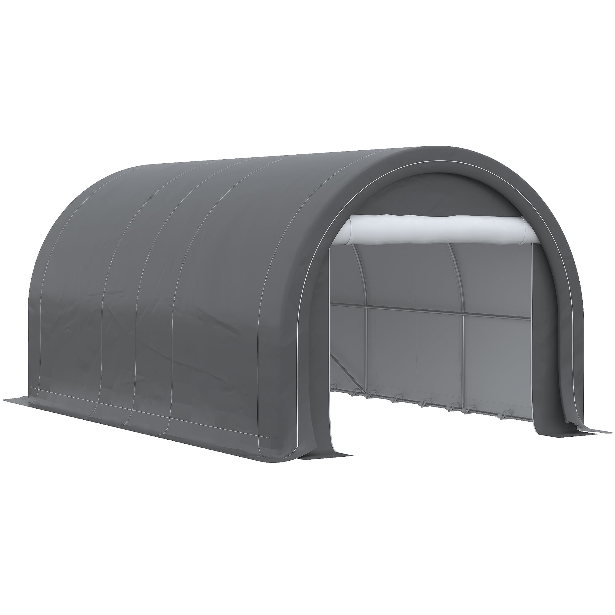 Outsunny 10' x 16' Carport, Heavy Duty Portable Garage / Storage Tent with Large Zippered Door, Anti-UV PE Canopy Cover for Car, Boat, Motorcycle, Bike, Garden Tools, Grey