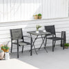 Outsunny Set of 2 Patio Dining Chair Outdoor Mesh Seat Heavy Duty Stackable Garden Bistro Chairs Yard Home Furniture Dark Grey