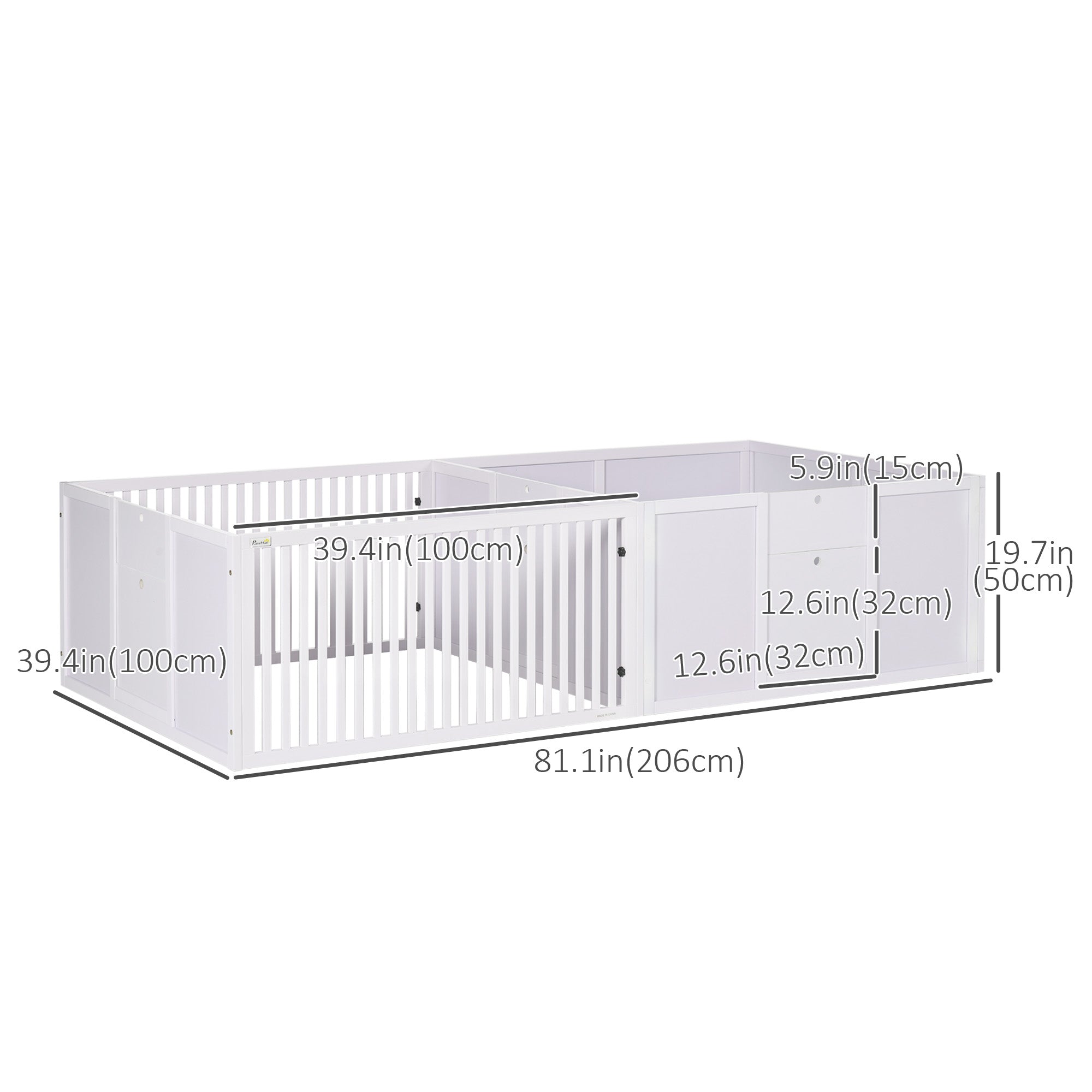 PawHut Whelping Box for Dogs, 20"H Puppy Whelping Box with Removable Doors, Dog Birth Supplies & Essentials for Indoor, 81" x 39" x 20", White