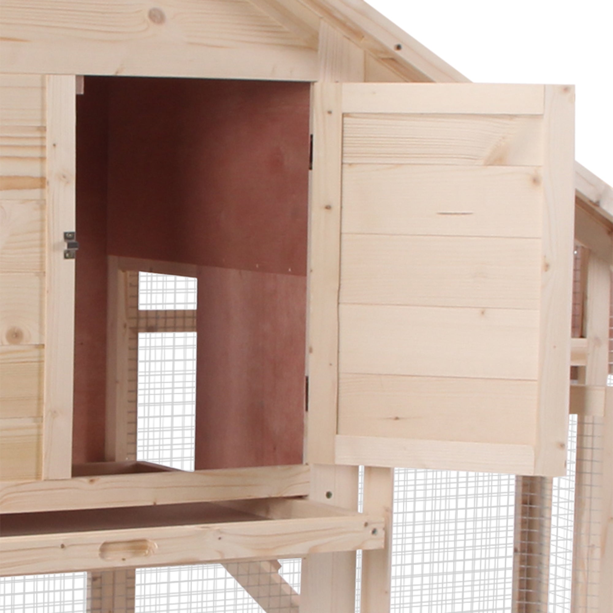 PawHut 2 Levels Outdoor Rabbit Hutch, 55" Wooden Large Rabbit Cage with Run Weatherproof Roof, Removable Tray, Ramp
