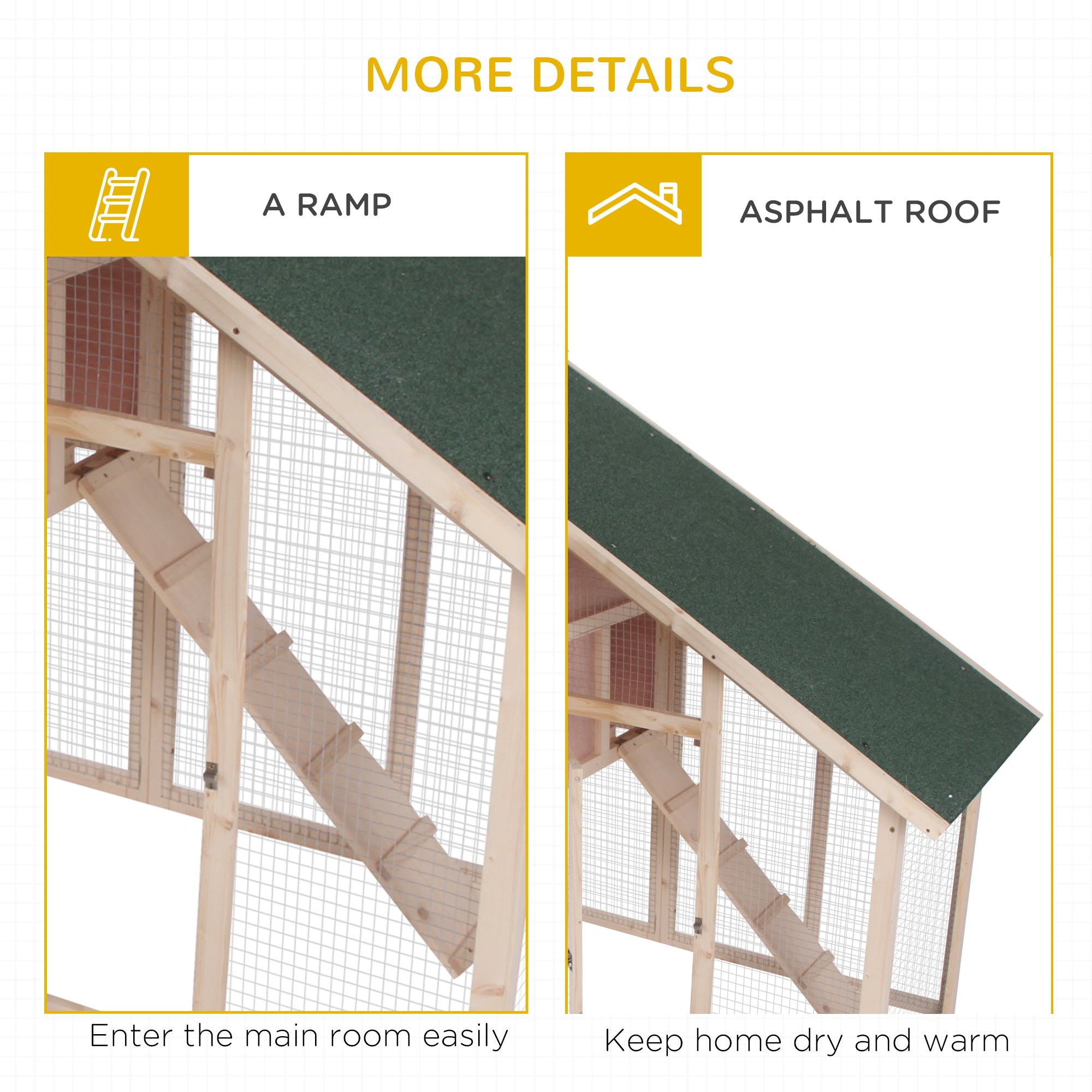 PawHut 2 Levels Outdoor Rabbit Hutch, 55" Wooden Large Rabbit Cage with Run Weatherproof Roof, Removable Tray, Ramp