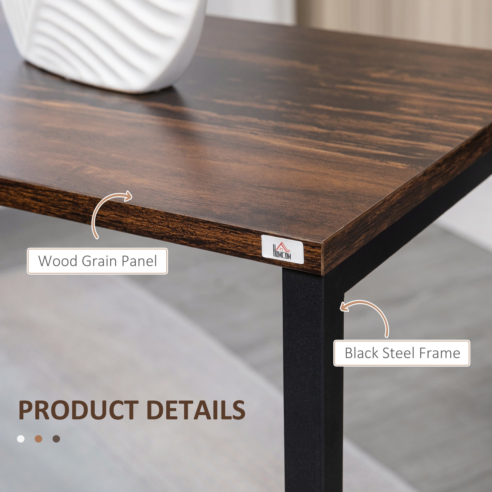 HOMCOM Nesting End Tables Set of 3, C-Shaped Snack Side Table with Steel Frame for Sofa Couch and Bed, Rustic Brown