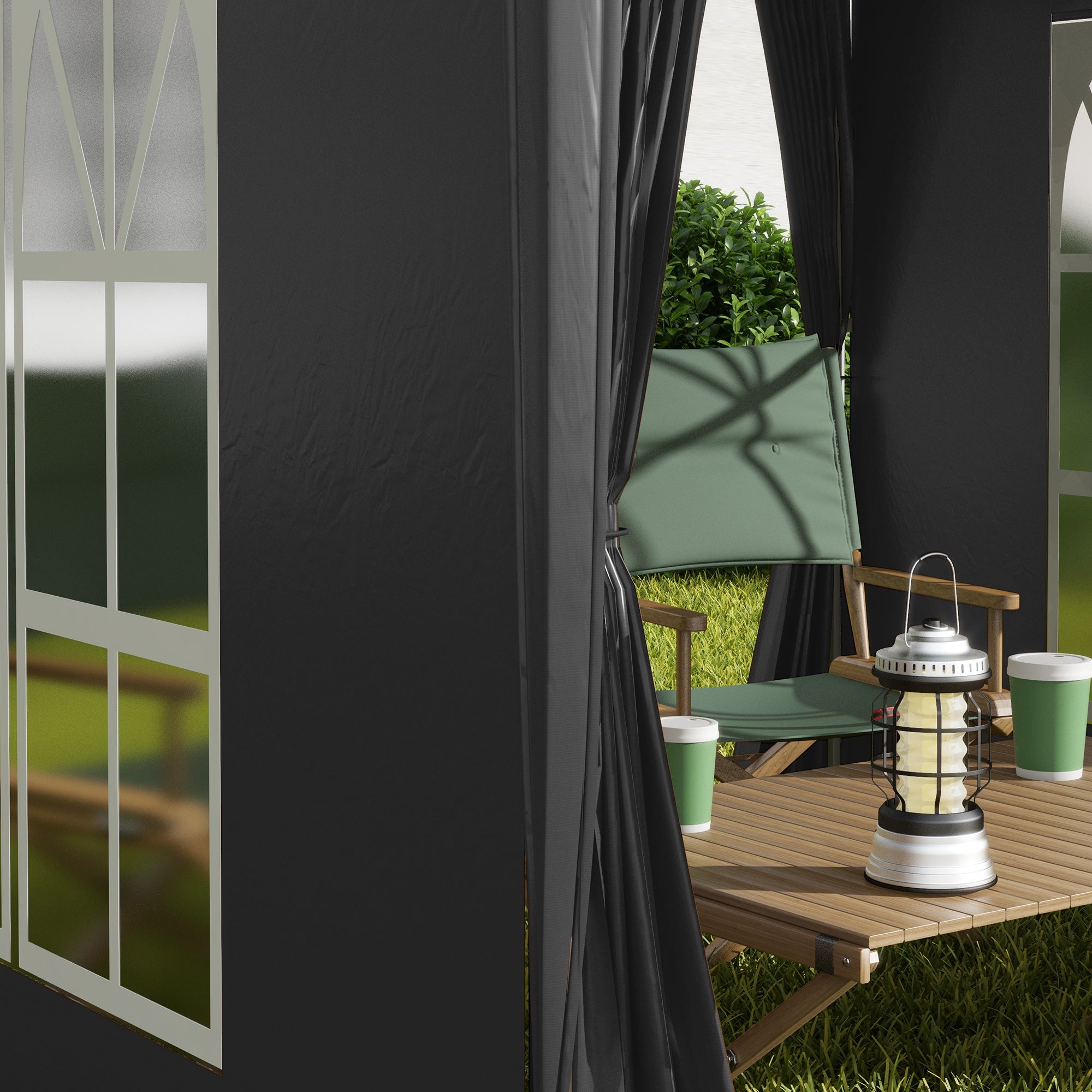 Outsunny 6.6'x6.6' Pop Up Canopy Tent with Sidewalls, Instant Sun Shelter Camping Gazebo with Carry Bag, for Outdoor, Garden, Patio, Black