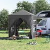Outsunny 6.6'x6.6' Pop Up Canopy Tent with Sidewalls, Instant Sun Shelter Camping Gazebo with Carry Bag, for Outdoor, Garden, Patio, Black