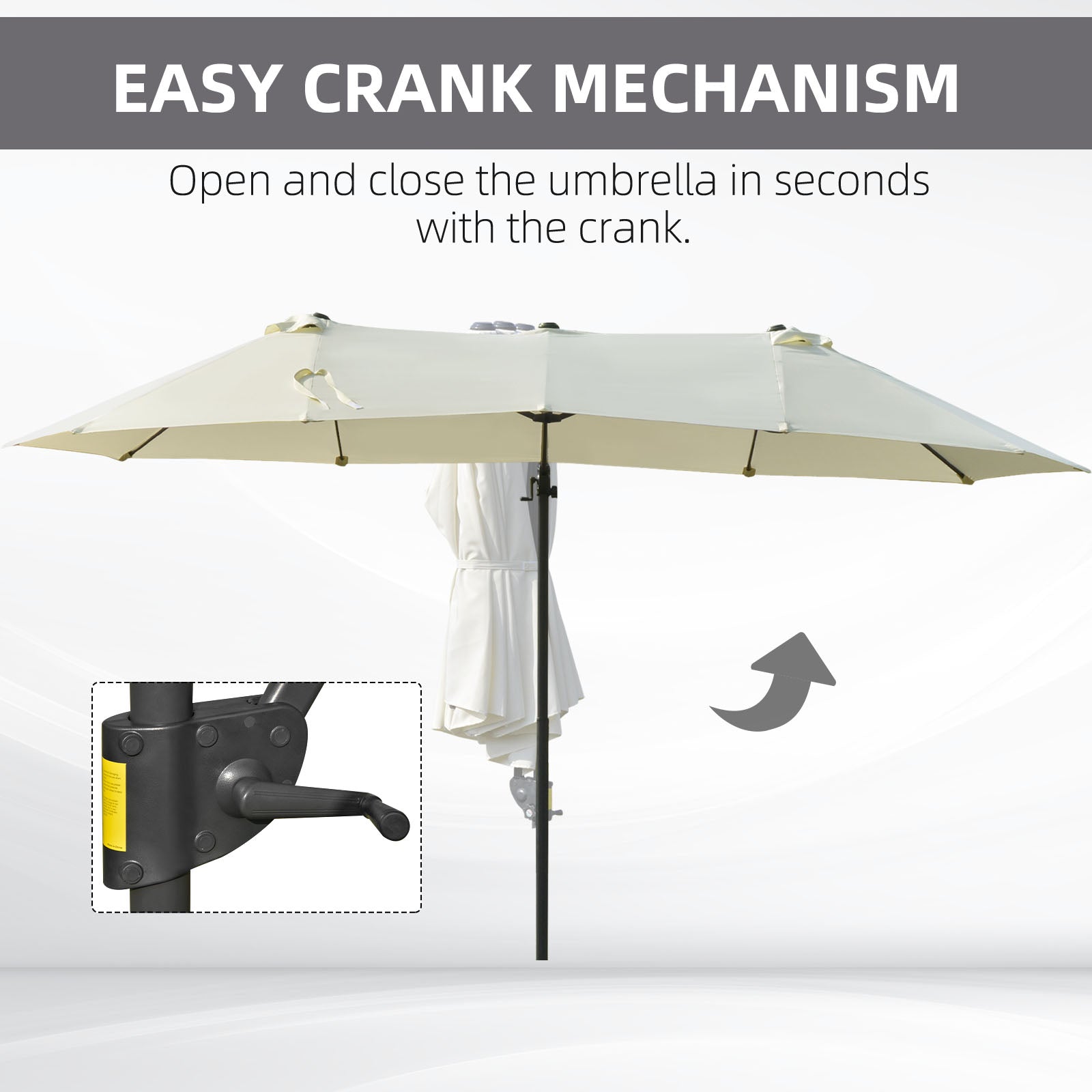 Outsunny 9' x 14' Outdoor Patio Umbrella Offset Cantilever Umbrella with Twin Canopy Sunshade Umbrella with Lift Beige