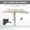 Outsunny 9' x 14' Outdoor Patio Umbrella Offset Cantilever Umbrella with Twin Canopy Sunshade Umbrella with Lift Beige