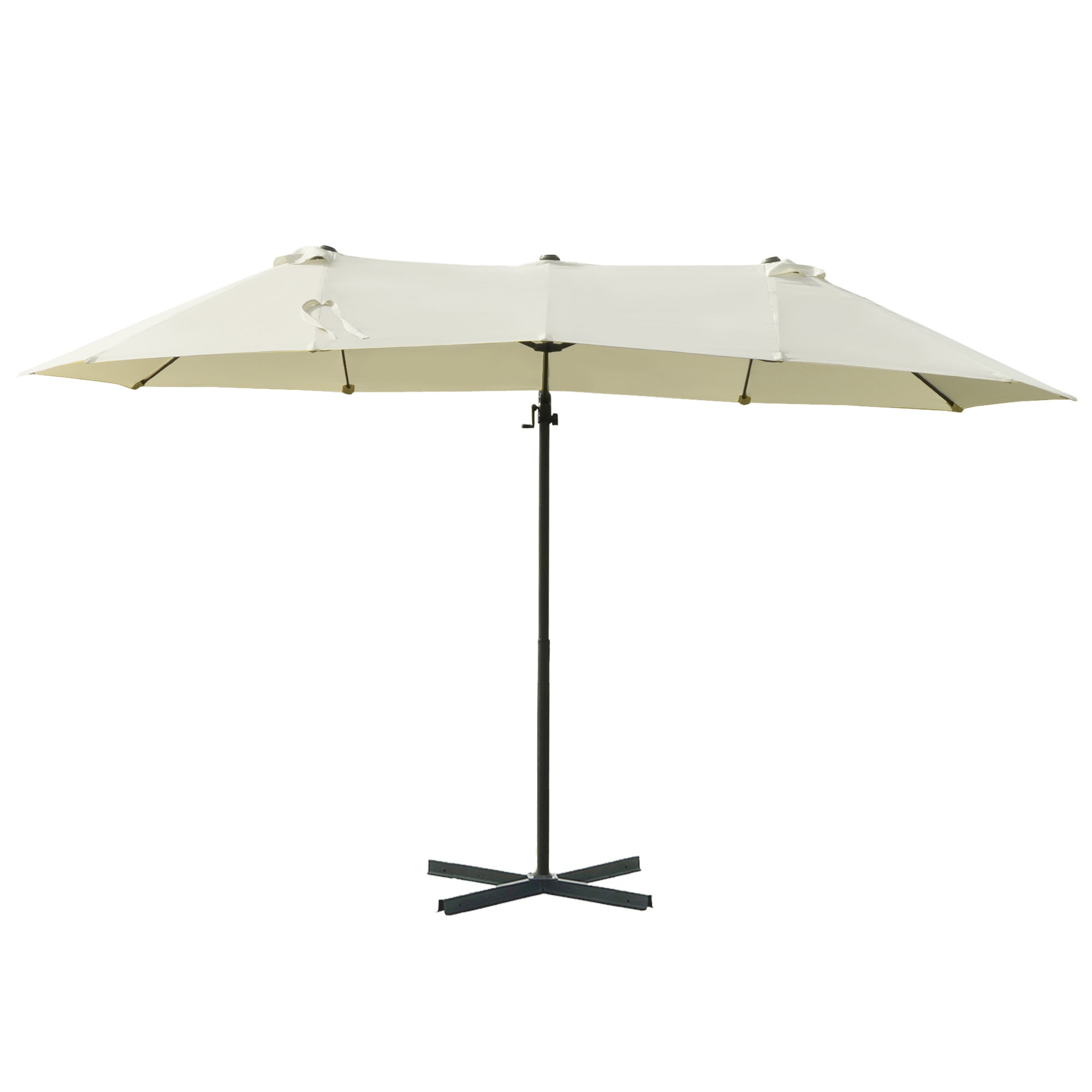 Outsunny 9' x 14' Outdoor Patio Umbrella Offset Cantilever Umbrella with Twin Canopy Sunshade Umbrella with Lift Beige