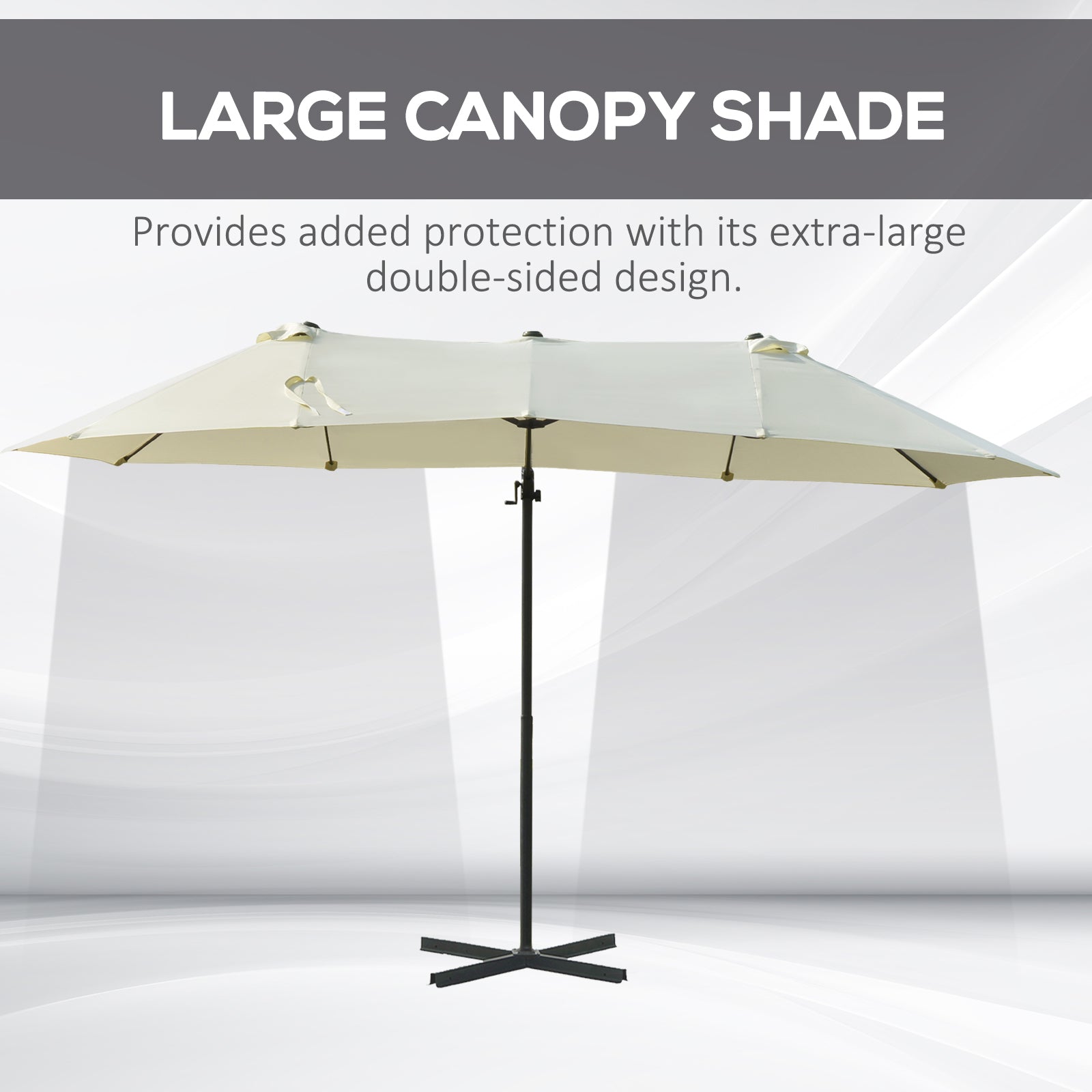Outsunny 9' x 14' Outdoor Patio Umbrella Offset Cantilever Umbrella with Twin Canopy Sunshade Umbrella with Lift Beige