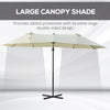 Outsunny 9' x 14' Outdoor Patio Umbrella Offset Cantilever Umbrella with Twin Canopy Sunshade Umbrella with Lift Beige