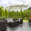 Outsunny 9' x 14' Outdoor Patio Umbrella Offset Cantilever Umbrella with Twin Canopy Sunshade Umbrella with Lift Beige