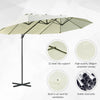 Outsunny 9' x 14' Outdoor Patio Umbrella Offset Cantilever Umbrella with Twin Canopy Sunshade Umbrella with Lift Beige