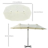 Outsunny 9' x 14' Outdoor Patio Umbrella Offset Cantilever Umbrella with Twin Canopy Sunshade Umbrella with Lift Beige