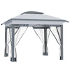 Outsunny 12' x 12' Pop Up Canopy Sun Shade Instant Tent Folding with Mesh Sidewalls, 3-Level Adjustable Height and Storage Bag, Gray