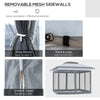 Outsunny 12' x 12' Pop Up Canopy Sun Shade Instant Tent Folding with Mesh Sidewalls, 3-Level Adjustable Height and Storage Bag, Gray