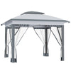 Outsunny 12' x 12' Pop Up Canopy Sun Shade Instant Tent Folding with Mesh Sidewalls, 3-Level Adjustable Height and Storage Bag, Gray