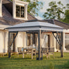 Outsunny 12' x 12' Pop Up Canopy Sun Shade Instant Tent Folding with Mesh Sidewalls, 3-Level Adjustable Height and Storage Bag, Gray
