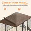 PawHut Large Dog Run, 6.9' x 4.6' x 5' Outdoor Dog Kennel with Canopy, Rotating Bowls, Door for Backyard & Garden, Coffee