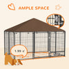 PawHut Large Dog Run, 6.9' x 4.6' x 5' Outdoor Dog Kennel with Canopy, Rotating Bowls, Door for Backyard & Garden, Coffee
