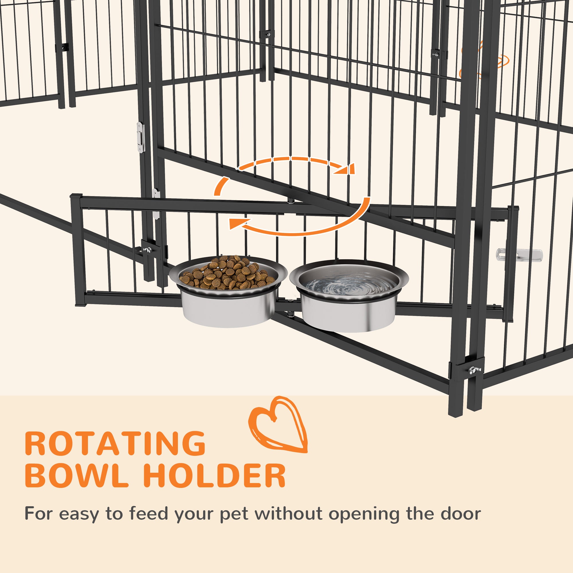 PawHut Large Dog Run, 6.9' x 4.6' x 5' Outdoor Dog Kennel with Canopy, Rotating Bowls, Door for Backyard & Garden, Coffee