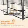 PawHut Large Dog Run, 6.9' x 4.6' x 5' Outdoor Dog Kennel with Canopy, Rotating Bowls, Door for Backyard & Garden, Coffee
