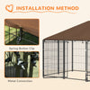PawHut Large Dog Run, 6.9' x 4.6' x 5' Outdoor Dog Kennel with Canopy, Rotating Bowls, Door for Backyard & Garden, Coffee