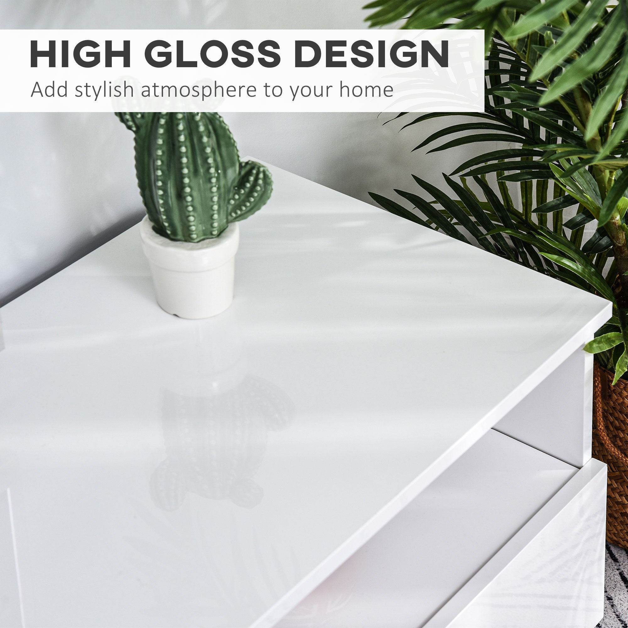 HOMCOM High Gloss LED TV Cabinet Stand for TVs up to 75