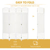 HOMCOM 4 Panel Room Divider, 5.6 ft Tall Folding Privacy Screen, Wave Fiber Freestanding Partition Wall Divider for Home Office, White