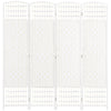 HOMCOM 4 Panel Room Divider, 5.6 ft Tall Folding Privacy Screen, Wave Fiber Freestanding Partition Wall Divider for Home Office, White