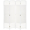 HOMCOM 4 Panel Room Divider, 5.6 ft Tall Folding Privacy Screen, Wave Fiber Freestanding Partition Wall Divider for Home Office, White