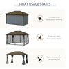 Outsunny 10' x 13' Patio Gazebo Aluminum Framed Polycarbonate Roof Hardtop Garden Canopy Party Tent Marquee Outdoor Shelter with Mesh Curtains & Side Walls - Grey
