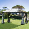Outsunny 10' x 13' Patio Gazebo Aluminum Framed Polycarbonate Roof Hardtop Garden Canopy Party Tent Marquee Outdoor Shelter with Mesh Curtains & Side Walls - Grey
