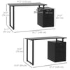HOMCOM 47" L Computer Desk Writing Table Workstation with Multi-Use Reversible File Drawers Metal Frame Home Office Furniture, Black