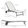 Outsunny Lounge Chair Set of 2 with Wheels, Outdoor Chaise Lounge with 5-Level Adjustable Backrest for Garden, Backyard, Patio, Deck, Poolside, White