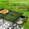 Outsunny 4.5ft Folding Grill Table, Height Adjustable Camping Table with 2 Wing Panels, Metal Portable Picnic Table with Mesh Desktop for Camping, Beach, BBQ, Black