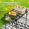 Outsunny 4.5ft Folding Grill Table, Height Adjustable Camping Table with 2 Wing Panels, Metal Portable Picnic Table with Mesh Desktop for Camping, Beach, BBQ, Black
