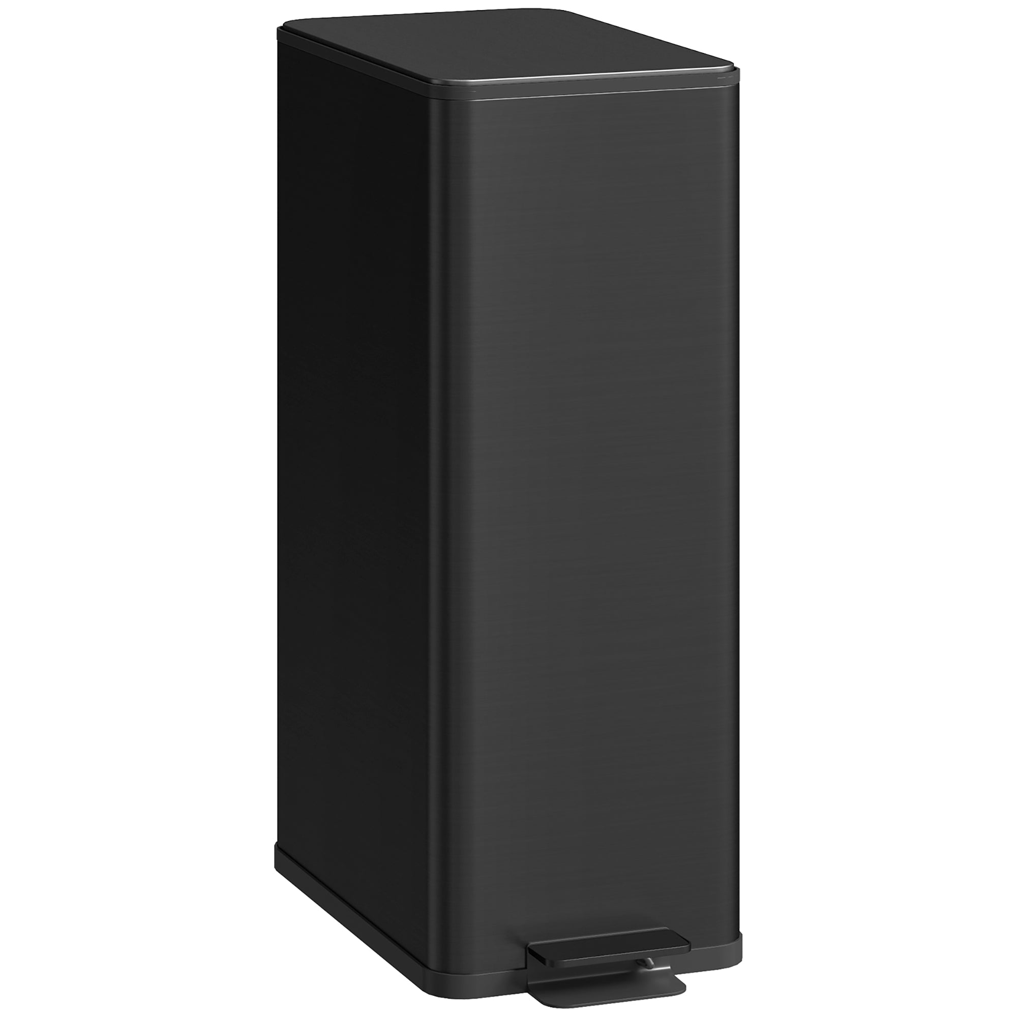 HOMCOM 5.3 Gallon/20 L Garbage Can, Fingerprint-proof Stainless Steel Kitchen Trash Can with Soft-close Lid and Foot Pedal, Slim Garbage Bin for Living Room, Home Office, Black