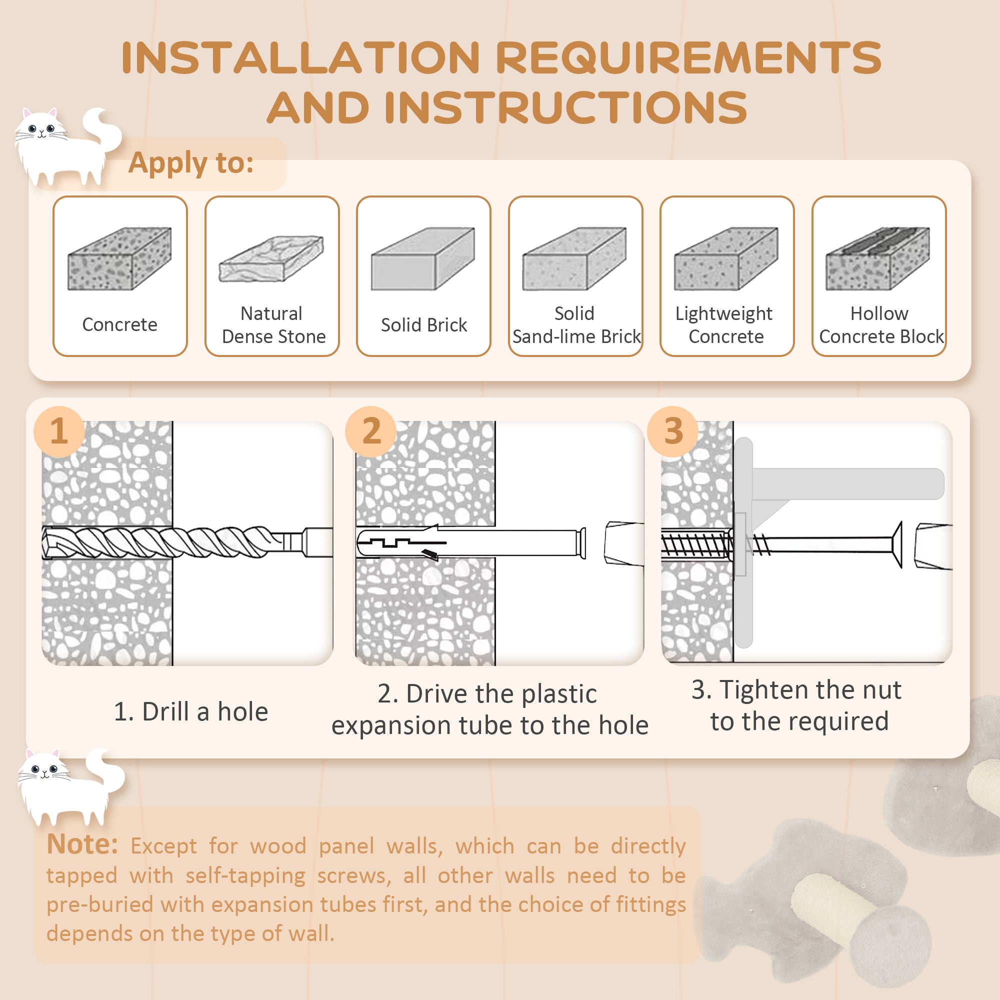 PawHut 4-Piece Cat Wall Shelf Set with Scratching Post, Steps, Bridge, Platforms, Cat Climber Shelves for Indoor Kittens, Light Grey