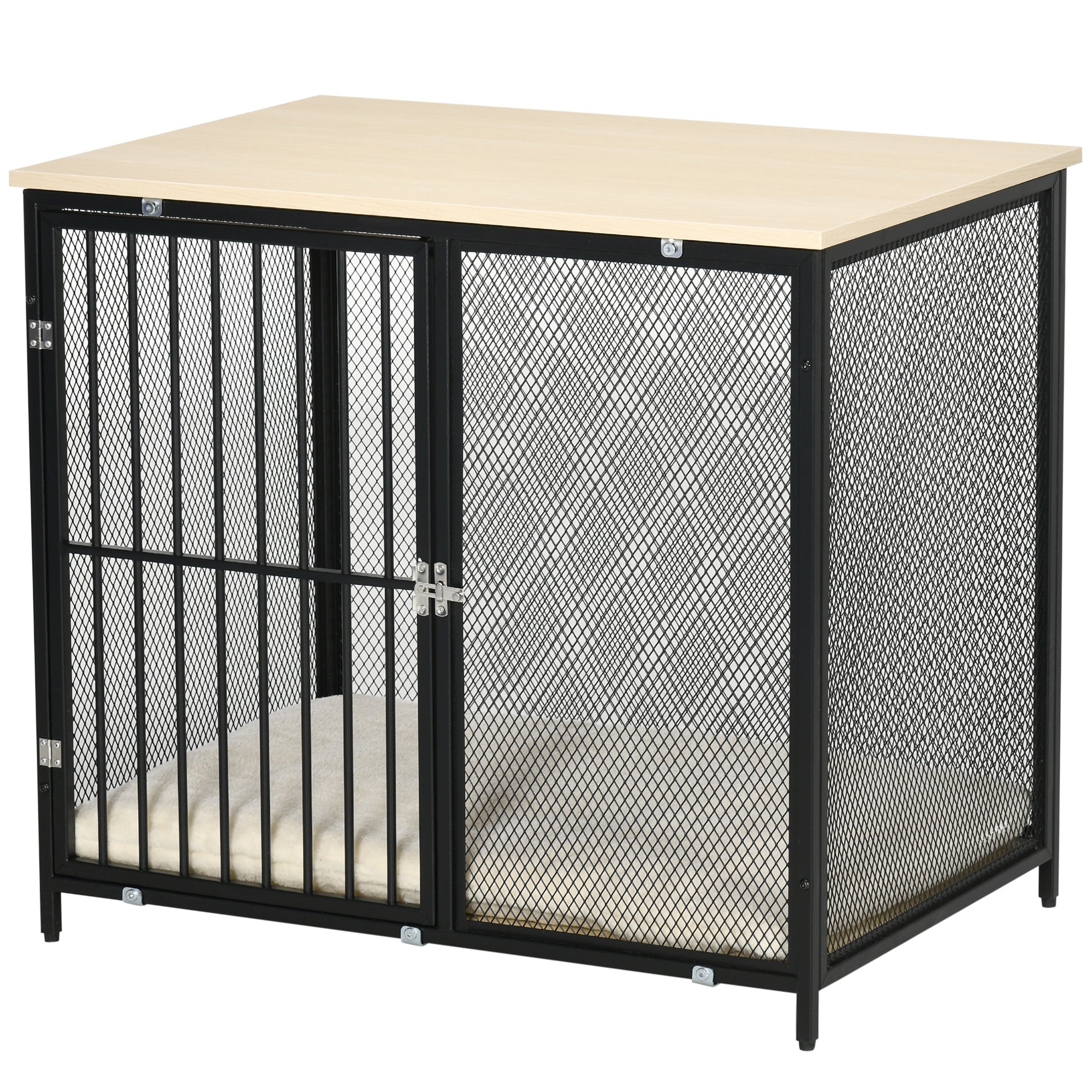 PawHut Dog Crate Furniture Side End Table Indoor Dog Kennel w/ Soft Washable Cushion, Wire Mesh, for Small and Medium Dogs