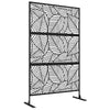Outsunny Metal Outdoor Privacy Screen, Decorative Outdoor Divider with Stand and Expansion Screws, Freestanding Privacy Panel for Garden, Backyard, Deck, Large Leaf Style, Black