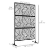 Outsunny Metal Outdoor Privacy Screen, Decorative Outdoor Divider with Stand and Expansion Screws, Freestanding Privacy Panel for Garden, Backyard, Deck, Large Leaf Style, Black