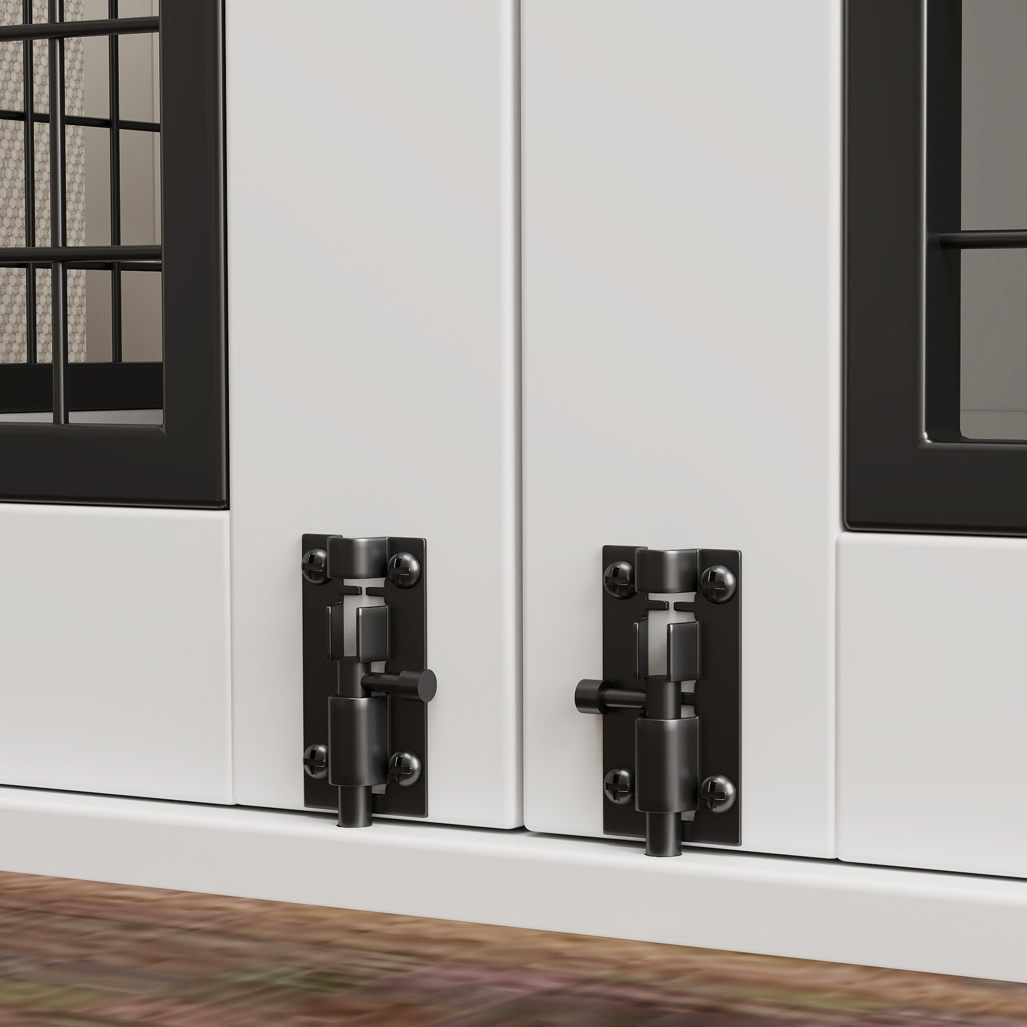 PawHut Dog Crate Furniture, 44" Dog Kennel Furniture with Double Doors, Storage, Drawer, Dog Cage for Medium Dogs, White