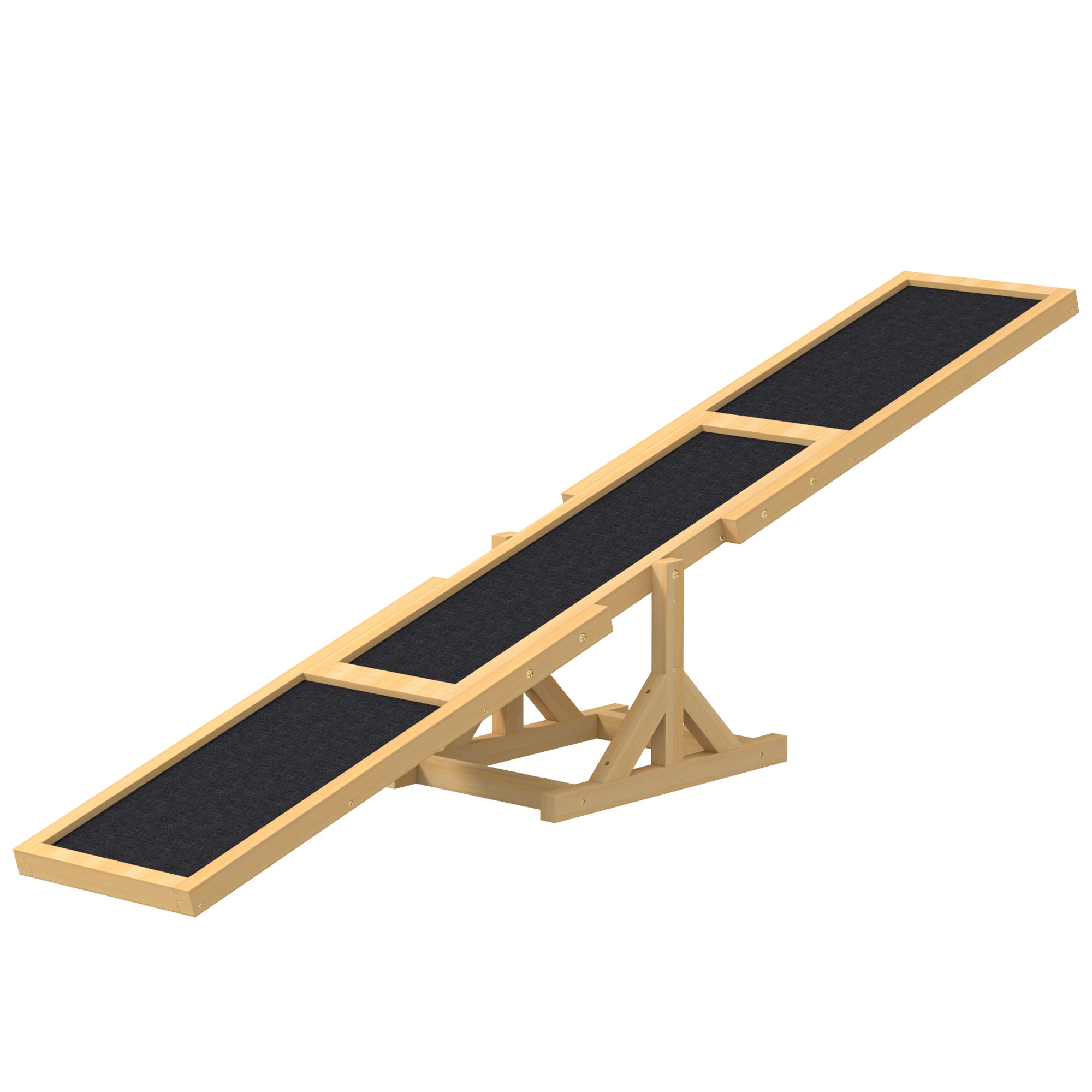PawHut Wood Pet Seesaw Platform Dog Agility Training Equipment Run Game Toy Weather Resistant Pet Supplies Yellow