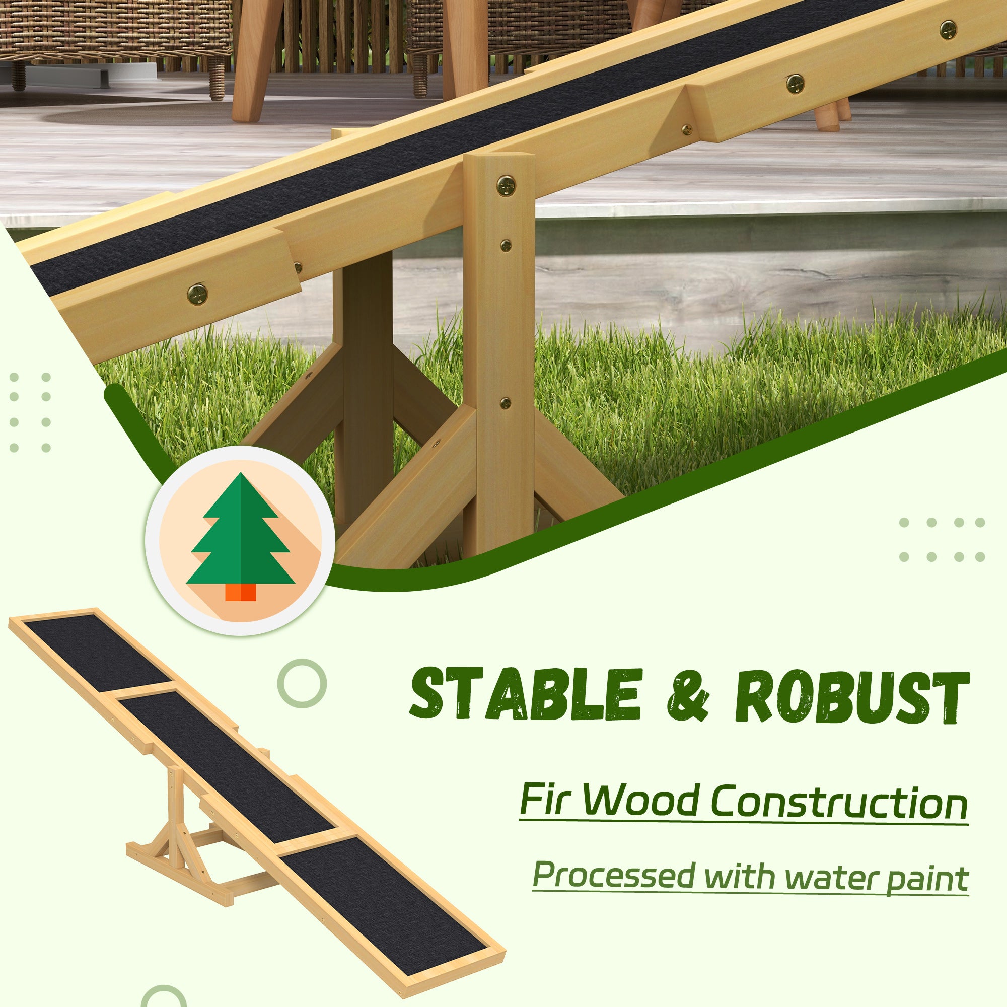 PawHut Wood Pet Seesaw Platform Dog Agility Training Equipment Run Game Toy Weather Resistant Pet Supplies Yellow