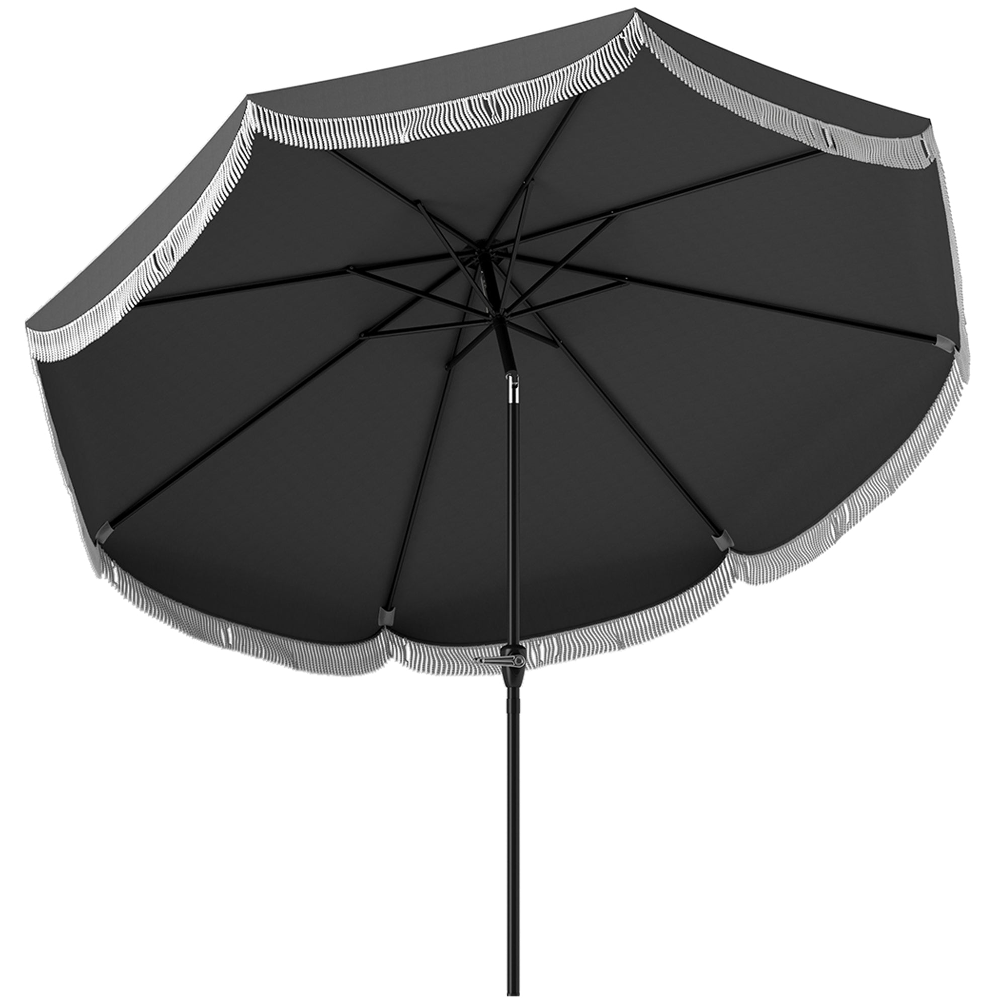 Outsunny 9FT Patio Umbrella Parasol, UPF 30+ Outdoor Market Umbrella with Crank, 8 Ribs, Push Button Tilt, Vented Patio Table Umbrella for Deck Backyard Lawn, Charcoal Grey
