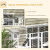 PawHut Catio, Large Outdoor Cat Enclosure with Cat Condos, Platforms, Ladders, Doors, Weather-Resistant Roof, Wooden Cat Cage for 1-4 Cats, White