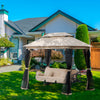 Outsunny 3 Person Outdoor Patio Daybed 3 in 1 Canopy Gazebo Swing Chair Garden Hammock with Mesh Mosquito Net and Sun Shade, Beige